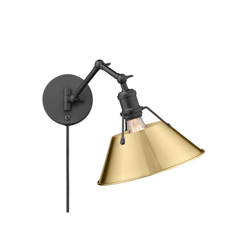 Golden Orwell Articulating Wall Sconce, Black/Champagne Bronze - 3306-A1WBLK-BCB