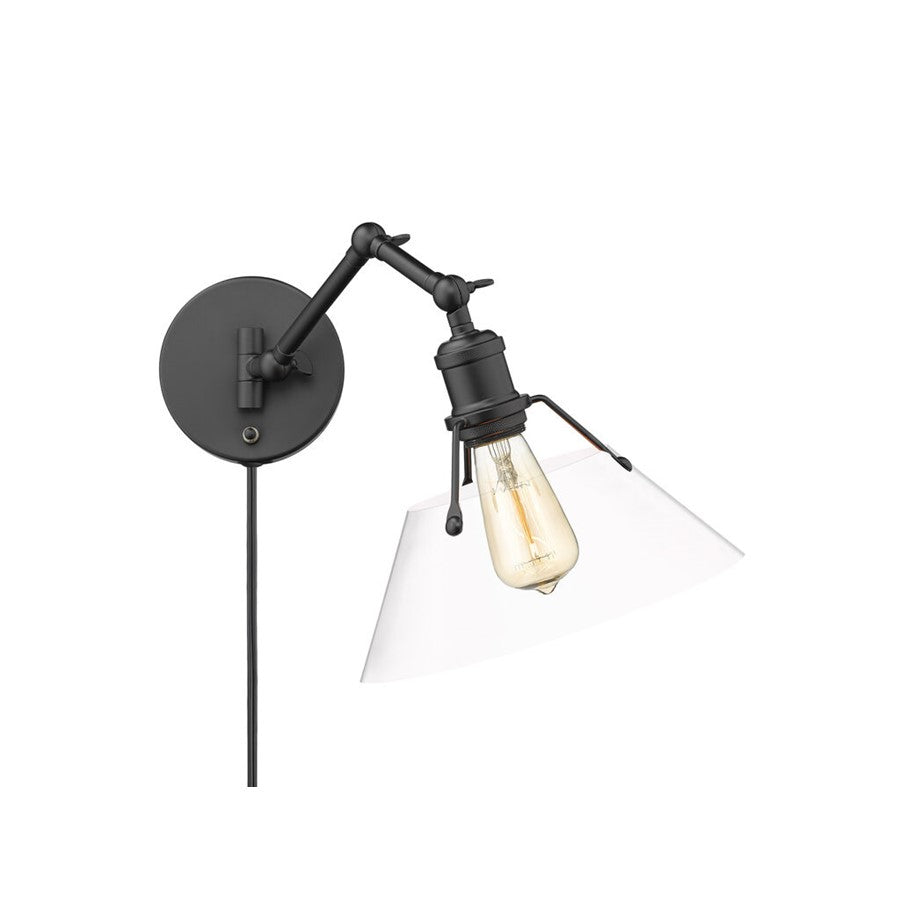 Golden Orwell Articulating Wall Sconce, Matte Black/Clr Glass - 3306-A1WBLK-CLR