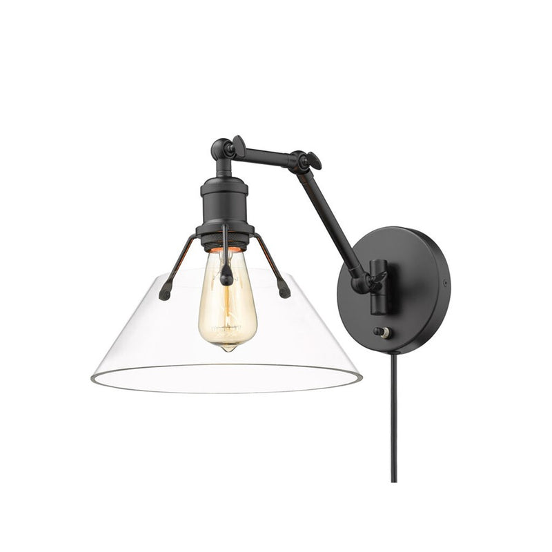 Golden Orwell Articulating Wall Sconce, Matte Black/Clr Glass