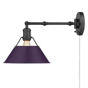 Golden Lighting Orwell 10in 1-Light Swing Arm Wall Lamp | Industrial Matte Black and Exotic Purple Steel | Bedroom & Home | Model 3306-A1W BLK-EP