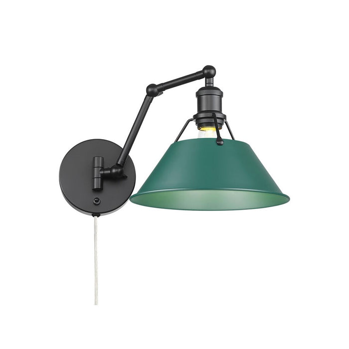 Golden Orwell Articulating Wall Sconce, Matte Black/Pine Green