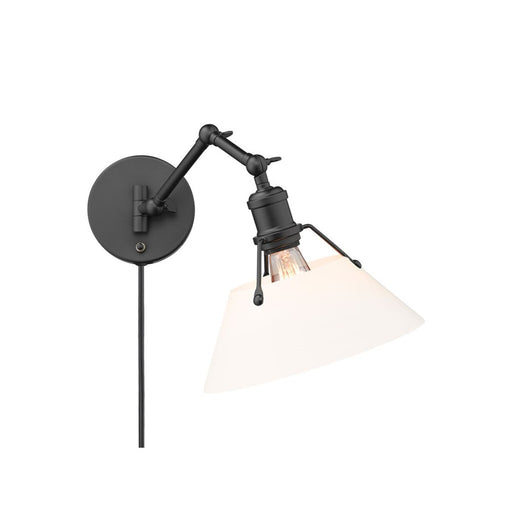 Golden Orwell Articulating Wall Sconce, Matte Black/Opal Glass - 3306-A1WBLK-OP