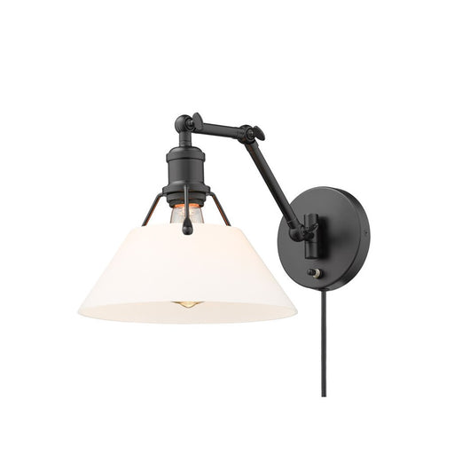 Golden Orwell Articulating Wall Sconce, Matte Black/Opal Glass