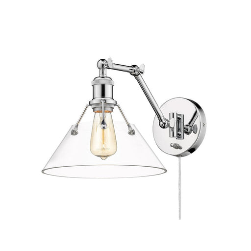 Golden Orwell Articulating Wall Sconce, Chrome/Clear Glass