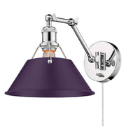 Golden Lighting Orwell 1-Light Swing Arm Wall Lamp | Industrial Chrome and Exotic Purple Steel | Bedroom & Home Office | Model 3306-A1W CH-EP