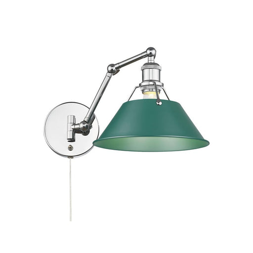 Golden Orwell Articulating Wall Sconce, Chrome/Pine Green