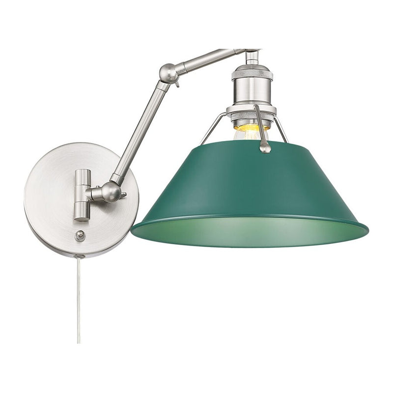 Golden Orwell Articulating Wall Sconce, Pewter/Pine Green