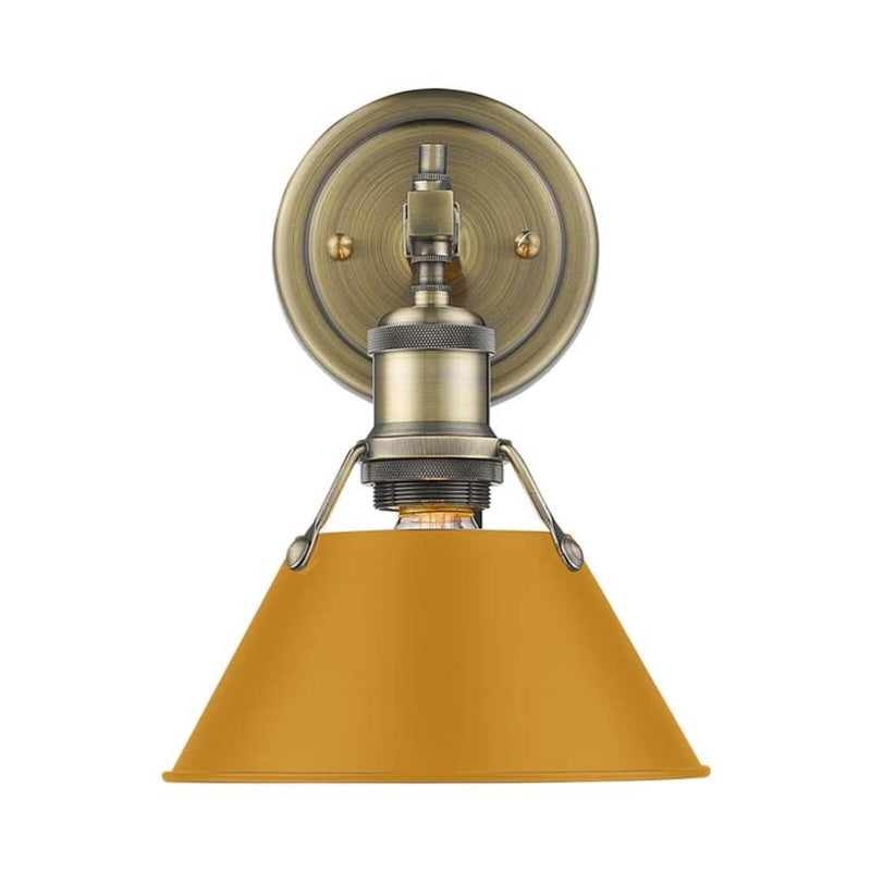 Golden Lighting Orwell 8in 1-Light Wall Sconce | Industrial Aged Brass and Auric Yellow Steel | Bathroom & Vanity | Model 3306-BA1 AB-AY