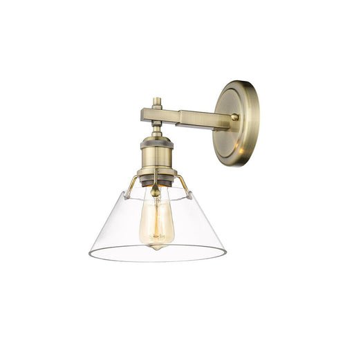 Golden Orwell 1-Light Bath Vanity, Aged Brass/Clear Glass