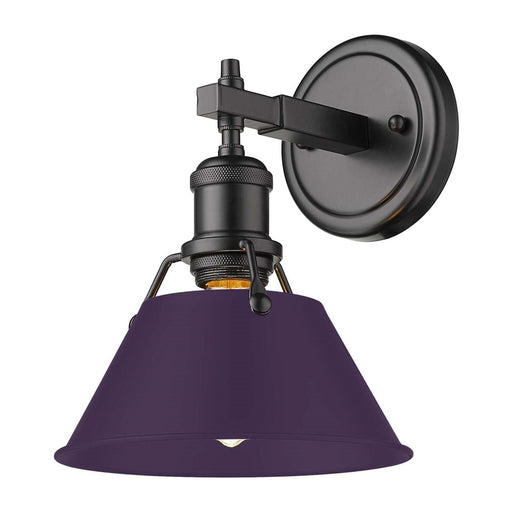 Golden Lighting Orwell 1-Light Wall Sconce | Industrial Matte Black and Exotic Purple Steel | Bathroom & Vanity | Model 3306-BA1 BLK-EP