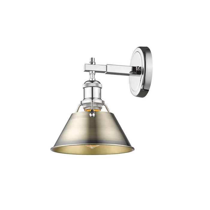 Golden Lighting Orwell 1-Light Bath Vanity, Chrome/Aged Brass