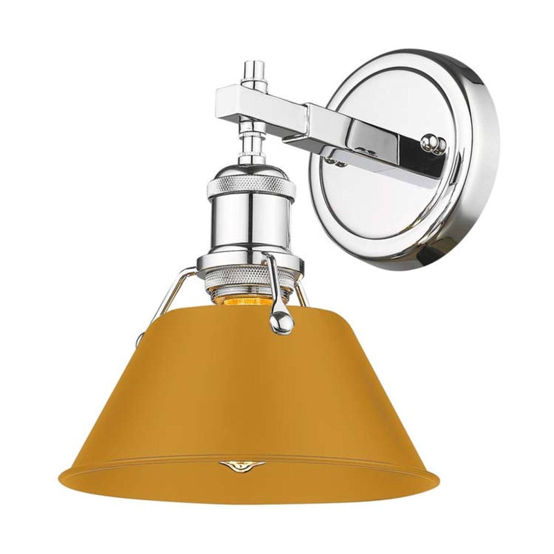 Golden Lighting Orwell 1-Light Wall Sconce | Industrial Chrome and Auric Yellow Steel | Bathroom & Vanity | 7.5 x 8.5 x 9.88 in | Model 3306-BA1 CH-AY