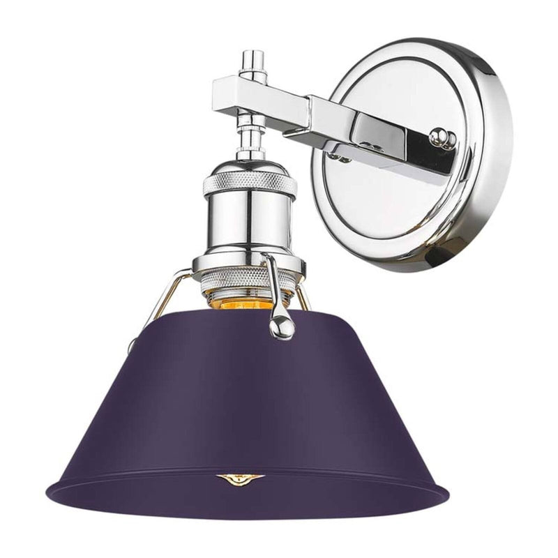 Golden Lighting Orwell 1-Light Wall Sconce | Industrial Chrome and Exotic Purple Steel | Bathroom & Vanity | Model 3306-BA1 CH-EP