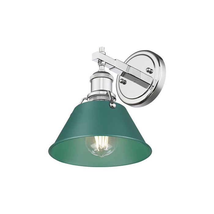 Golden Lighting Orwell 1-Light Bath Vanity, Chrome/Pine Green
