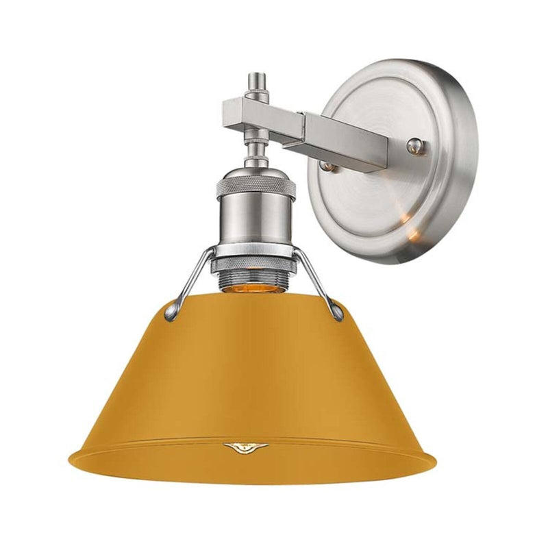 Golden Lighting Orwell 1-Light Wall Sconce | Industrial Pewter and Auric Yellow Steel | Bathroom & Vanity | 7.5 x 8.5 x 9.88 in | Model 3306-BA1 PW-AY