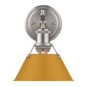 Golden Lighting Orwell 1-Light Wall Sconce | Industrial Pewter and Auric Yellow Steel | Bathroom & Vanity | 7.5 x 8.5 x 9.88 in | Model 3306-BA1 PW-AY