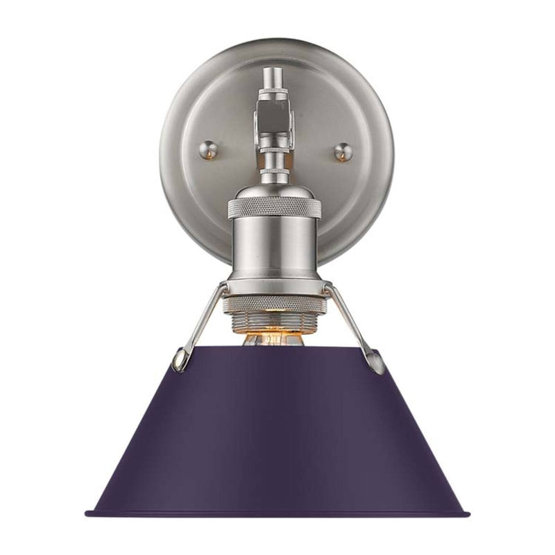 Golden Lighting Orwell 1-Light Wall Sconce | Industrial Pewter and Exotic Purple Steel | Bathroom & Vanity | Model 3306-BA1 PW-EP