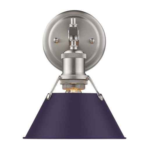 Golden Lighting Orwell 1-Light Wall Sconce | Industrial Pewter and Exotic Purple Steel | Bathroom & Vanity | Model 3306-BA1 PW-EP