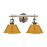 Golden Lighting Orwell 18in 2-Light Vanity Light | Industrial Aged Brass and Auric Yellow Steel | Bathroom Vanity | Model 3306-BA2 AB-AY