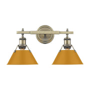 Golden Lighting Orwell 18in 2-Light Vanity Light | Industrial Aged Brass and Auric Yellow Steel | Bathroom Vanity | Model 3306-BA2 AB-AY