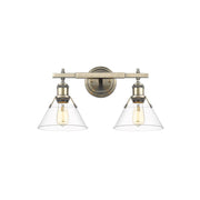 Golden Orwell 2-Light Vanity Light, Aged Brass/Clear Glass - 3306-BA2AB-CLR