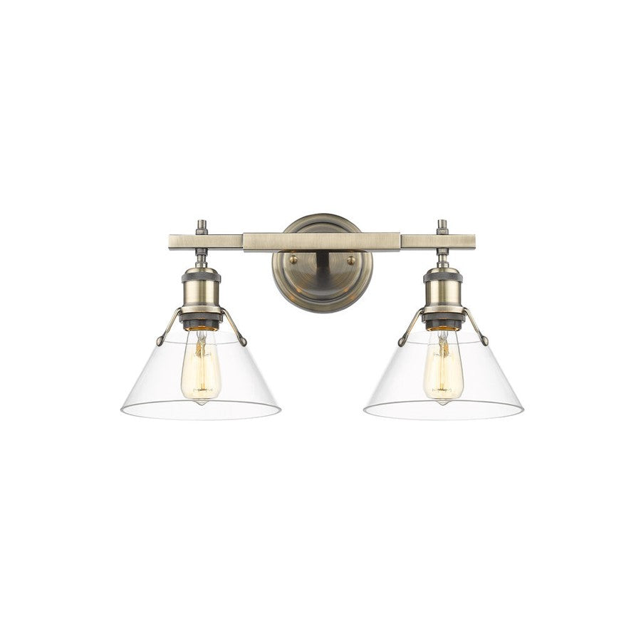 Golden Orwell 2-Light Vanity Light, Aged Brass/Clear Glass - 3306-BA2AB-CLR