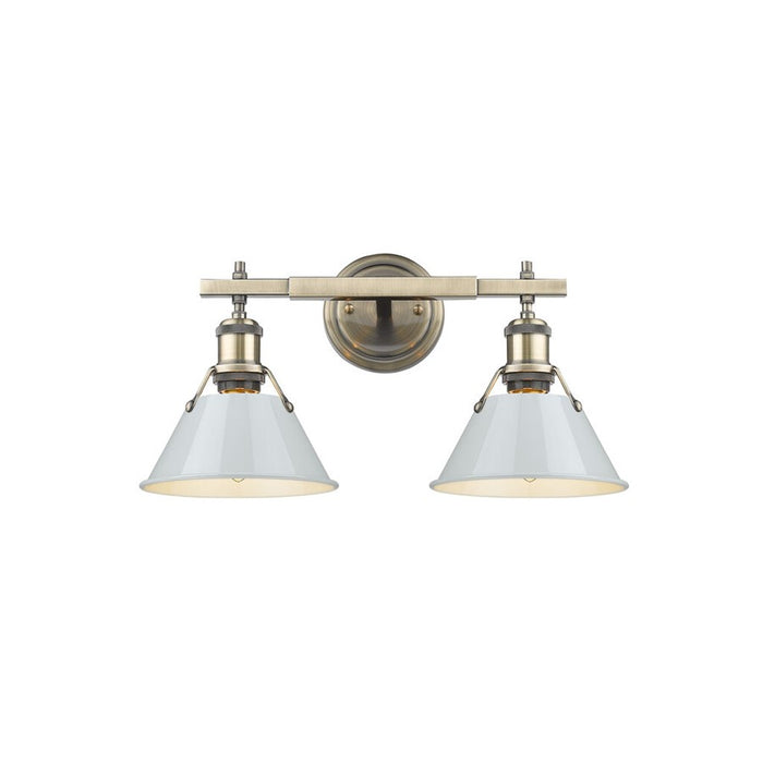Golden Orwell 2-Light Vanity Light, Aged Brass/Dusky Blue - 3306-BA2AB-DB