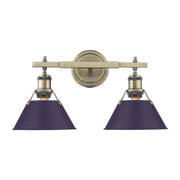 Golden Lighting Orwell 2-Light Vanity Light | Industrial Aged Brass and Exotic Purple Steel | Bathroom & Powder Room | Model 3306-BA2 AB-EP