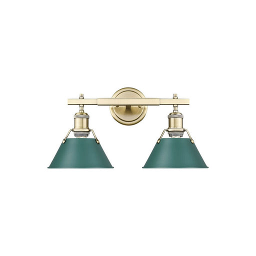 Golden Orwell 2-Light Vanity Light, Aged Brass/Pine Green - 3306-BA2AB-GN