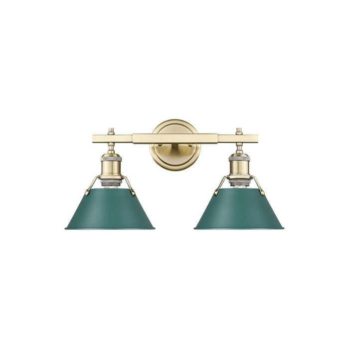 Golden Orwell 2-Light Vanity Light, Aged Brass/Pine Green - 3306-BA2AB-GN