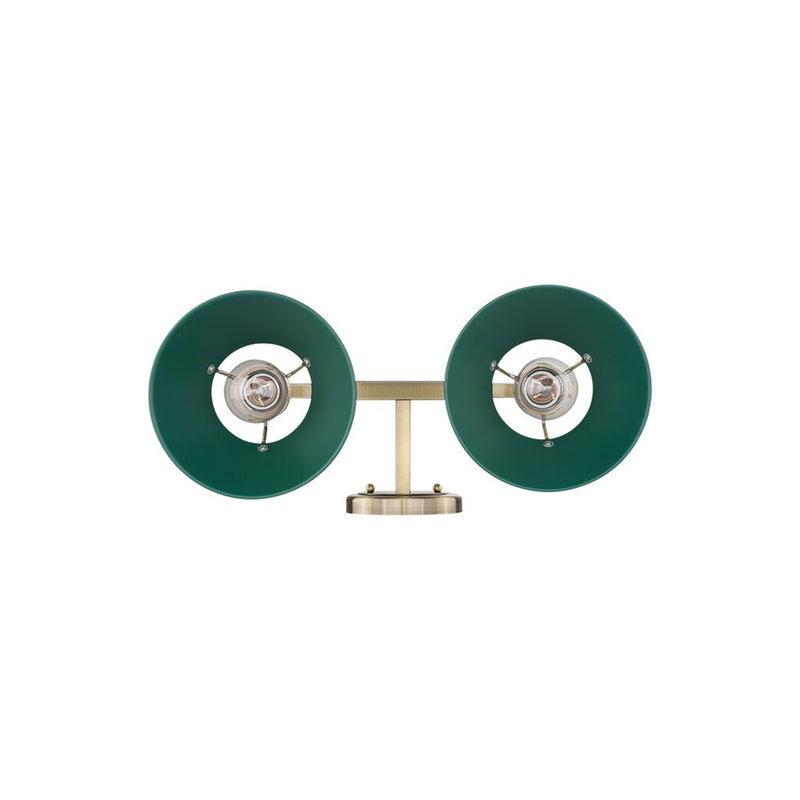 Golden Orwell 2-Light Vanity Light, Aged Brass/Pine Green