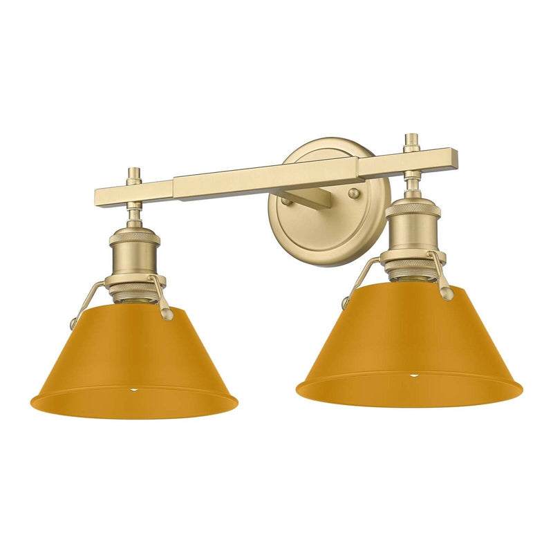 Golden Lighting Orwell 18in 2-Light Vanity Light | Industrial Brushed Champagne Brass and Auric Yellow Steel | Bathroom | Model 3306-BA2 BCB-AY