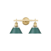Golden Orwell 2-Light Vanity Light, Champagne Bronze/Pine Green - 3306-BA2BCB-GN