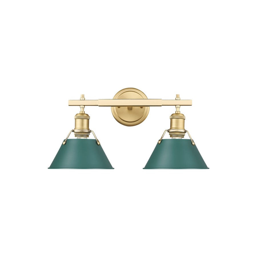 Golden Orwell 2-Light Vanity Light, Champagne Bronze/Pine Green - 3306-BA2BCB-GN