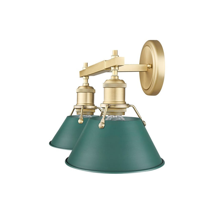 Golden Orwell 2-Light Vanity Light, Champagne Bronze/Pine Green