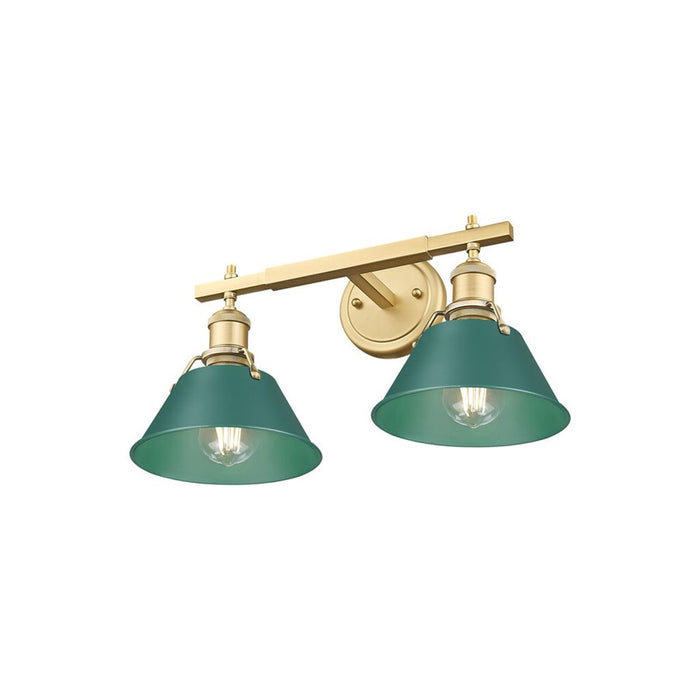 Golden Orwell 2-Light Vanity Light, Champagne Bronze/Pine Green