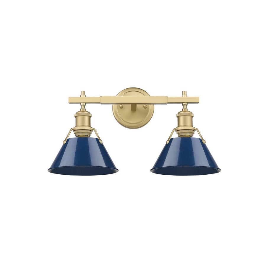 Golden Orwell 2-Light Vanity Light, Champ Bronze/Matte Navy - 3306-BA2BCB-NVY