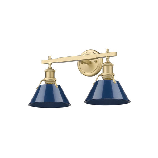 Golden Orwell 2-Light Vanity Light, Champ Bronze/Matte Navy