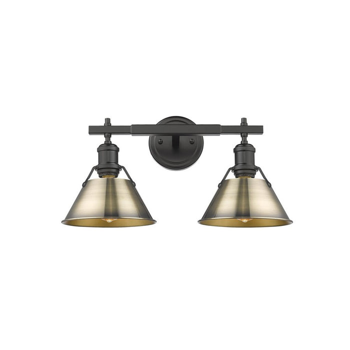 Golden Orwell 2-Light Vanity Light, Matte Black/Aged Brass - 3306-BA2BLK-AB