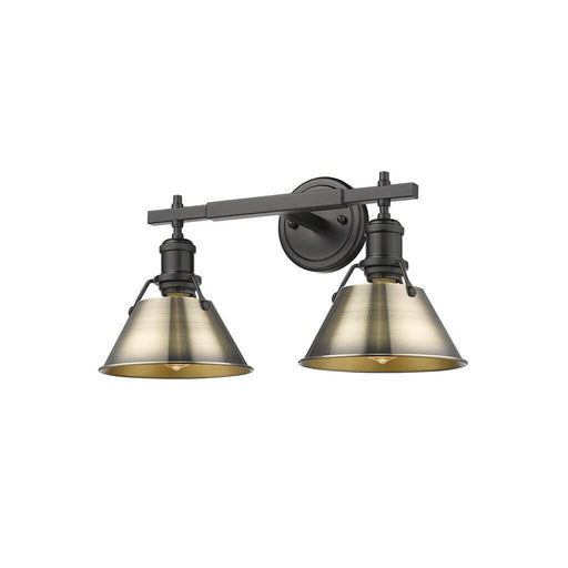 Golden Orwell 2-Light Vanity Light, Matte Black/Aged Brass