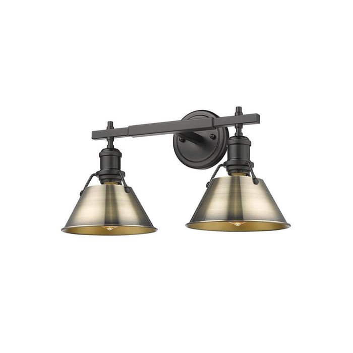 Golden Orwell 2-Light Vanity Light, Matte Black/Aged Brass