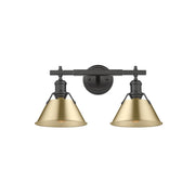 Golden Orwell 2-Light Vanity Light, Matte Black/Champ Bronze - 3306-BA2BLK-BCB