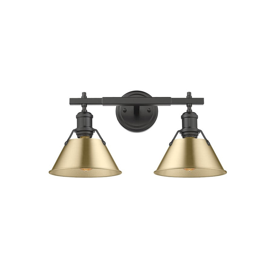 Golden Orwell 2-Light Vanity Light, Matte Black/Champ Bronze - 3306-BA2BLK-BCB