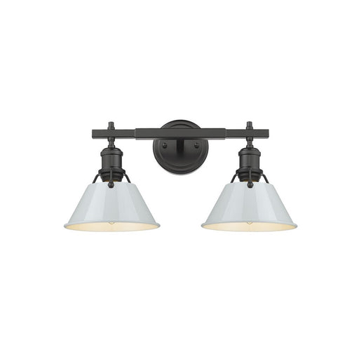 Golden Orwell 2-Light Vanity Light, Matte Black/Dusky Blue - 3306-BA2BLK-DB