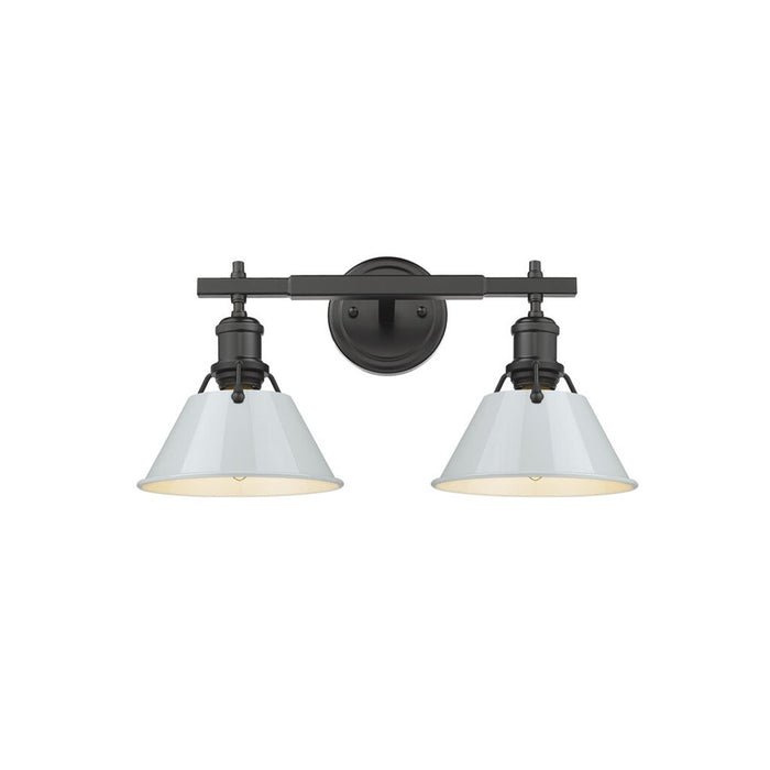 Golden Orwell 2-Light Vanity Light, Matte Black/Dusky Blue - 3306-BA2BLK-DB