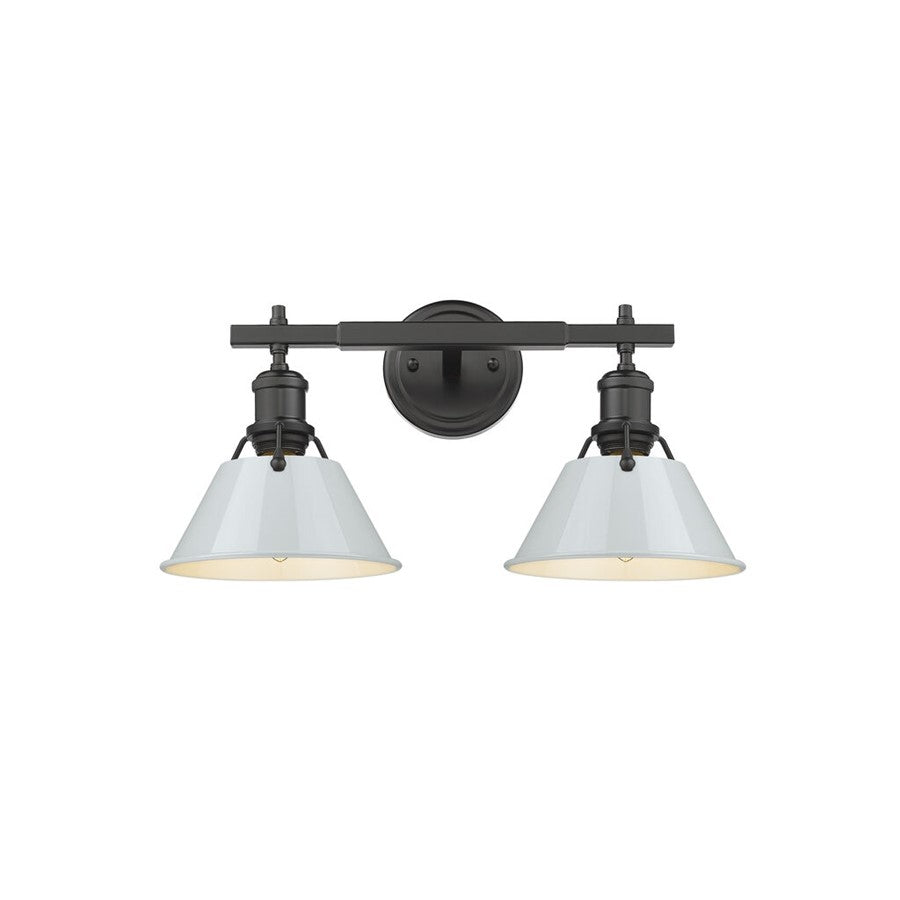 Golden Orwell 2-Light Vanity Light, Matte Black/Dusky Blue - 3306-BA2BLK-DB