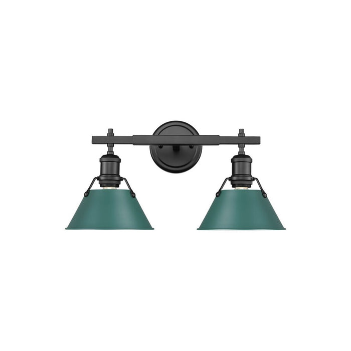 Golden Orwell 2-Light Vanity Light, Matte Black/Pine Green - 3306-BA2BLK-GN
