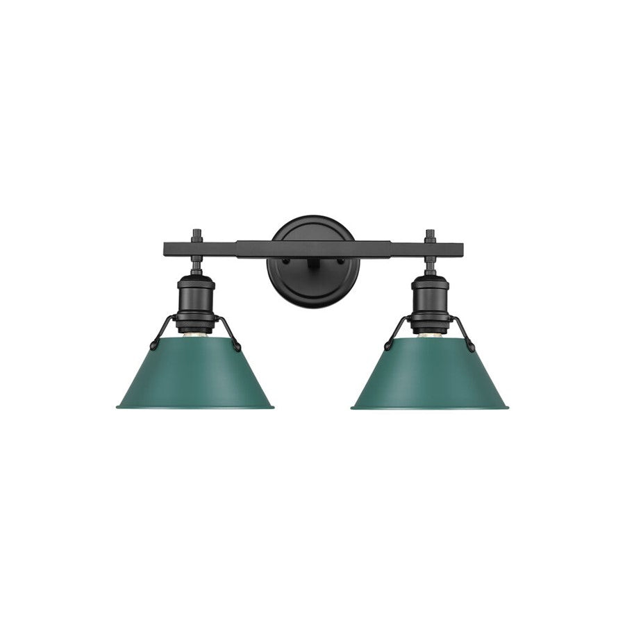 Golden Orwell 2-Light Vanity Light, Matte Black/Pine Green - 3306-BA2BLK-GN