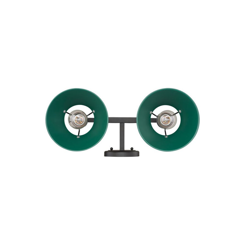 Golden Orwell 2-Light Vanity Light, Matte Black/Pine Green