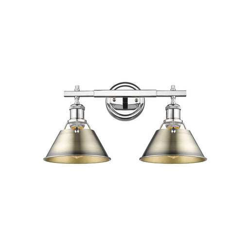 Golden Lighting Orwell 2-Light Vanity Light, Chrome/Aged Brass - 3306-BA2CH-AB
